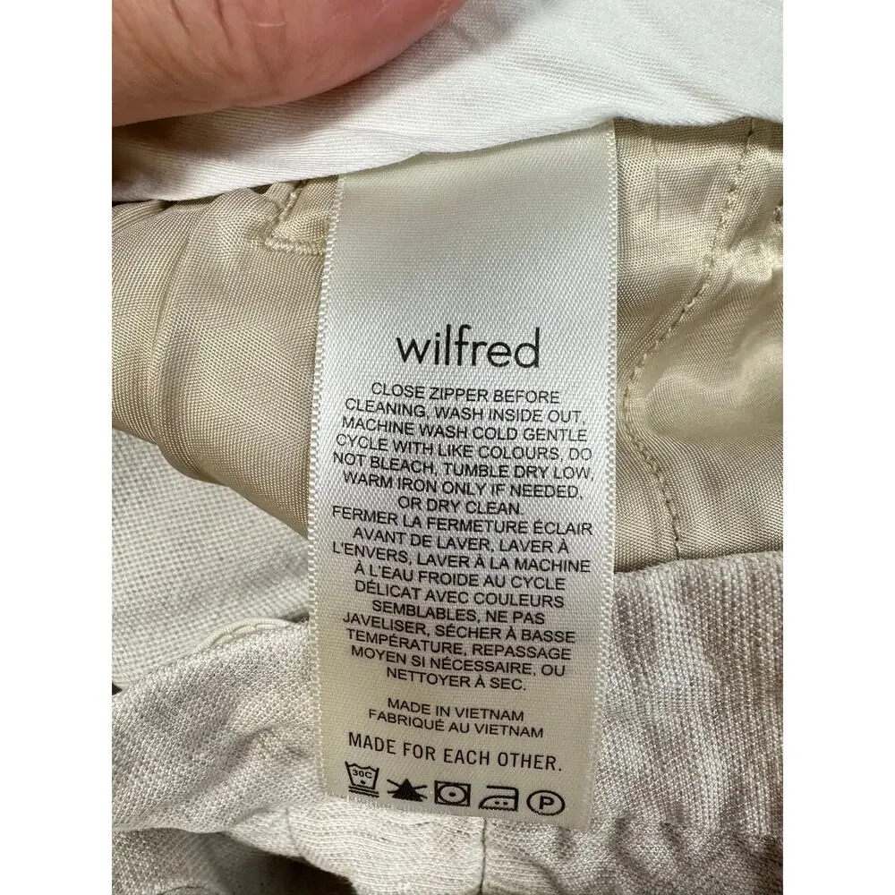 Aritzia Wilfred The Effortless Pant Linen Oatmeal High Waisted Wide Leg 14